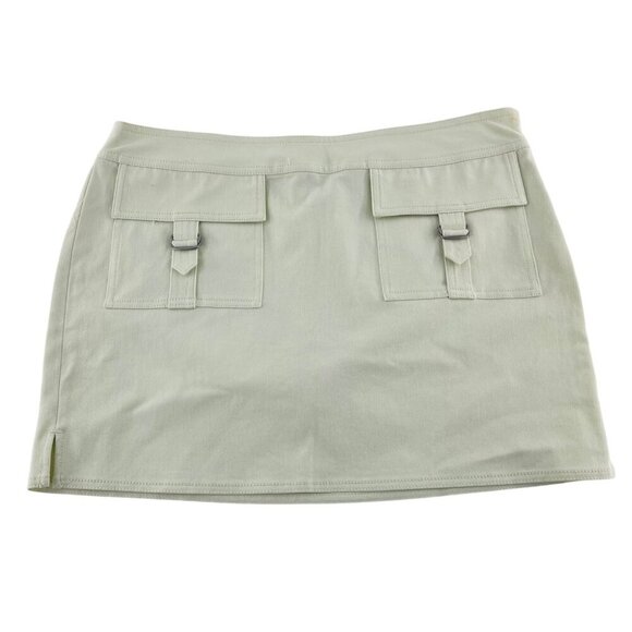 Express Women's Stretch Mini Skirt With Front Cargo Pockets Size 8 Khaki Beige - Picture 1 of 4